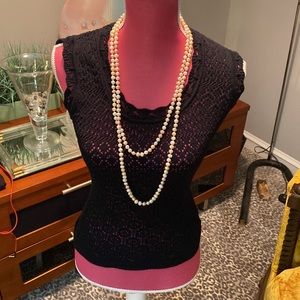 Elie Tahari Black crochet sleeveless top.